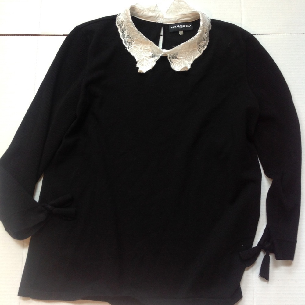 Karl Lagerfeld Paris Black Sweater While Lace